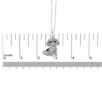.925 Sterling Silver 1/2 Cttw White and Black Diamond Shih Tzu Dog 18