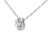 .925 Sterling Silver 1.0 Cttw Lab Grown Round-Cut Diamond Pendant Necklace 18