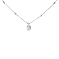 Sterling Silver 1.00 Cttw Lab Grown Diamond Oval Halo Pendant Bezel Station Necklace