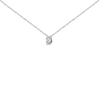 Sterling Silver 1/2 Cttw Lab Grown Diamond Oval Halo Pendant Necklace