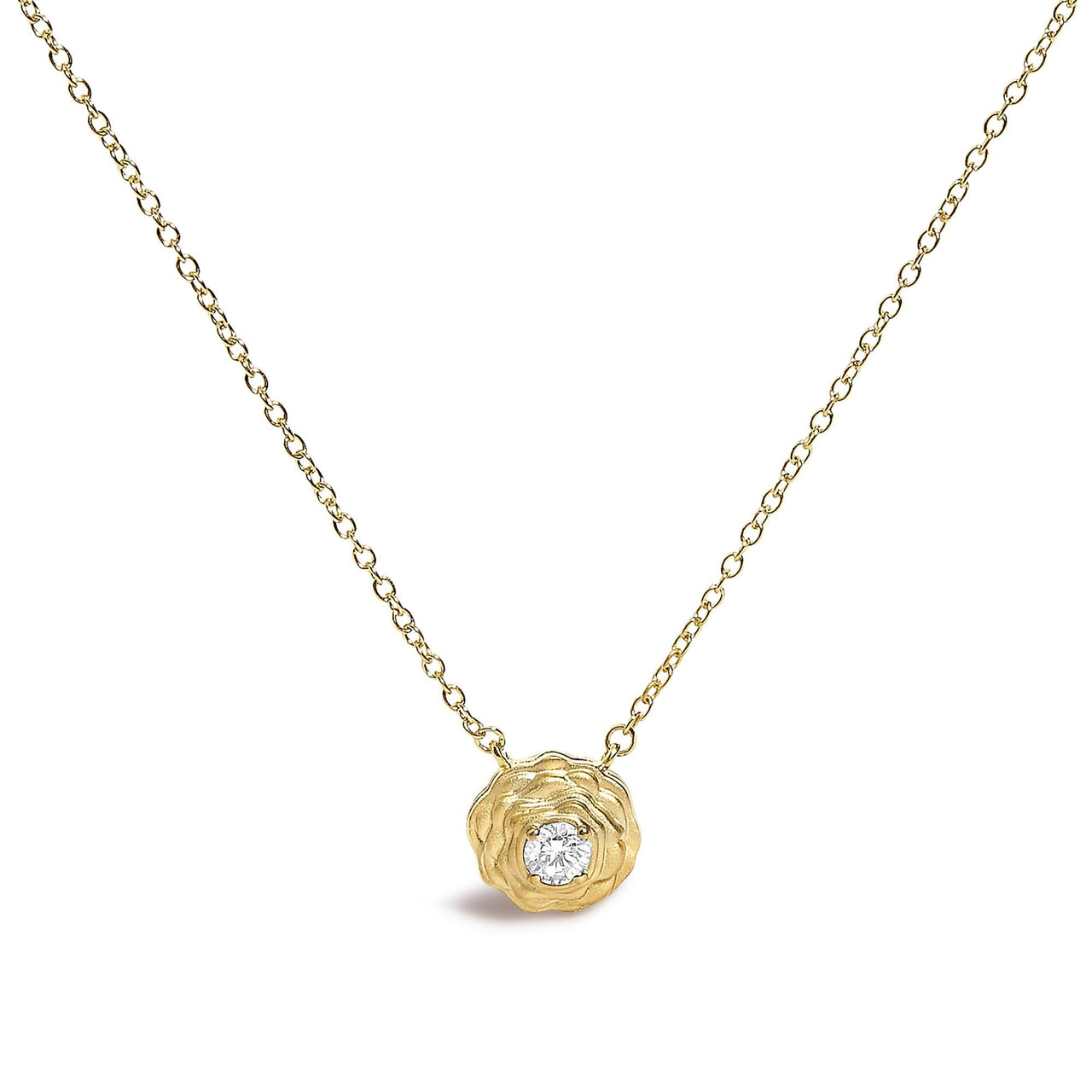 14K Yellow Gold Plated Sterling Silver 1/5 Cttw Lab Grown Diamond Rose Pendant Necklace