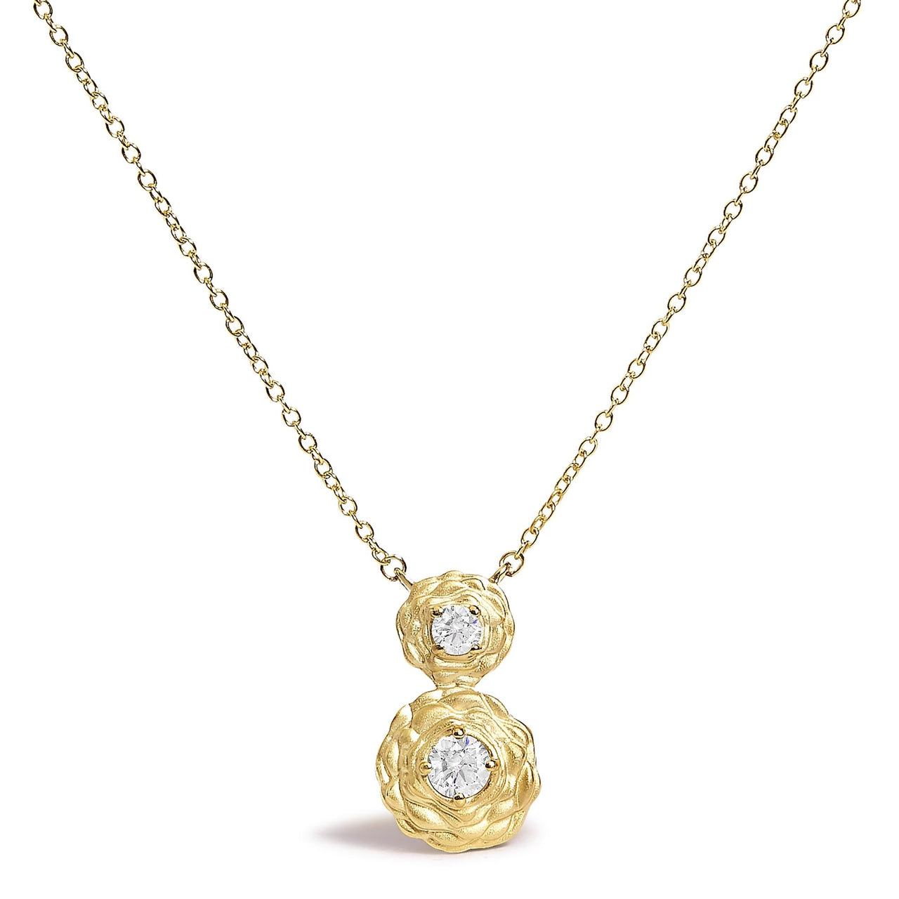 14K Yellow Gold Plated Sterling Silver 1/2 Cttw Lab Grown Diamond Rose Pendant Necklace