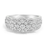 .925 Sterling Silver 1.0 Cttw Diamond Engagement Ring and Soldered Wedding Band Set