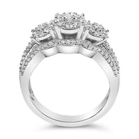 .925 Sterling Silver 1.0 Cttw Diamond Engagement Ring and Soldered Wedding Band Set