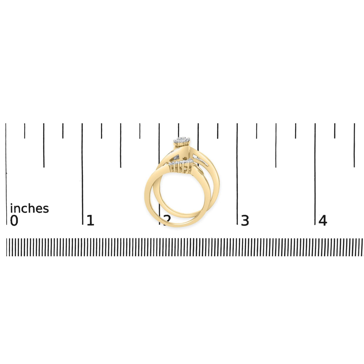 14K Yellow Gold Plated Sterling Silver 1/2 Cttw Diamond Cluster Spiral Bridal Set