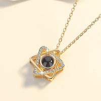 Custom Hexagram Pendant Projection Photo Necklace 925 Sterling Silver