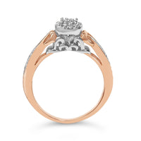 14K Rose Gold Plated Sterling Silver 1/6 Cttw Diamond Knot Cluster Ring