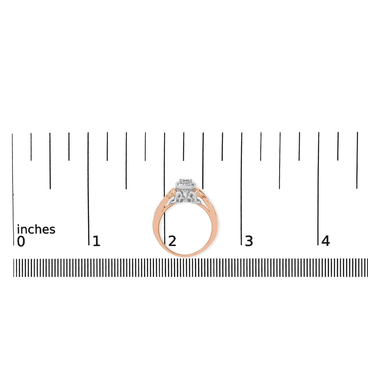 14K Rose Gold Plated Sterling Silver 1/6 Cttw Diamond Knot Cluster Ring