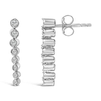.925 Sterling Silver 1/4 Cttw Diamond Graduated Dangle Earrings