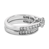 Sterling Silver 1/2 Cttw Diamond Cluster Flower Bridal Set
