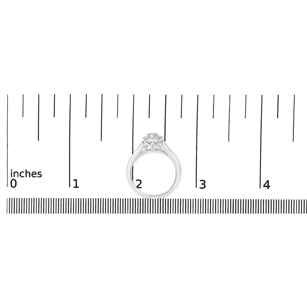 Sterling Silver Diamond Accent Round Cluster Halo Ring
