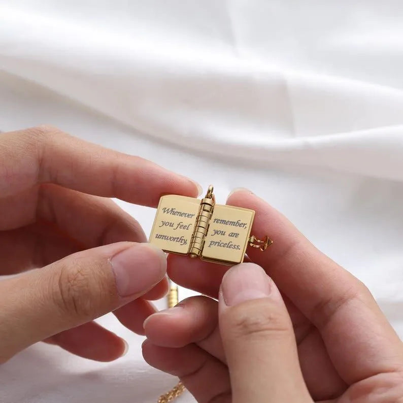 Personalized My Little Star Book Necklace – A Letter to My Daughter in a Locket, Adjustable Pendant with Message Inside, Meaningful Jewelry