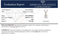 AGS Certified 14K White Gold 1/2 Cttw Diamond Pear 18