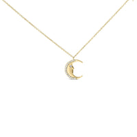 14K Yellow Gold 1/10 Cttw Diamond Crescent Man on the Moon 18