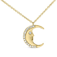 14K Yellow Gold 1/10 Cttw Diamond Crescent Man on the Moon 18