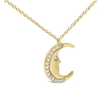 14K Yellow Gold 1/10 Cttw Diamond Crescent Man on the Moon 18
