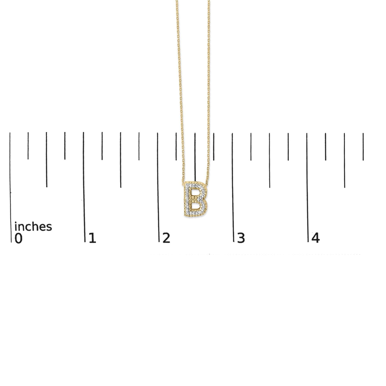 Yellow Gold Vermeil Diamond Accent "A-Z" Initial Bubble Pendant Necklace