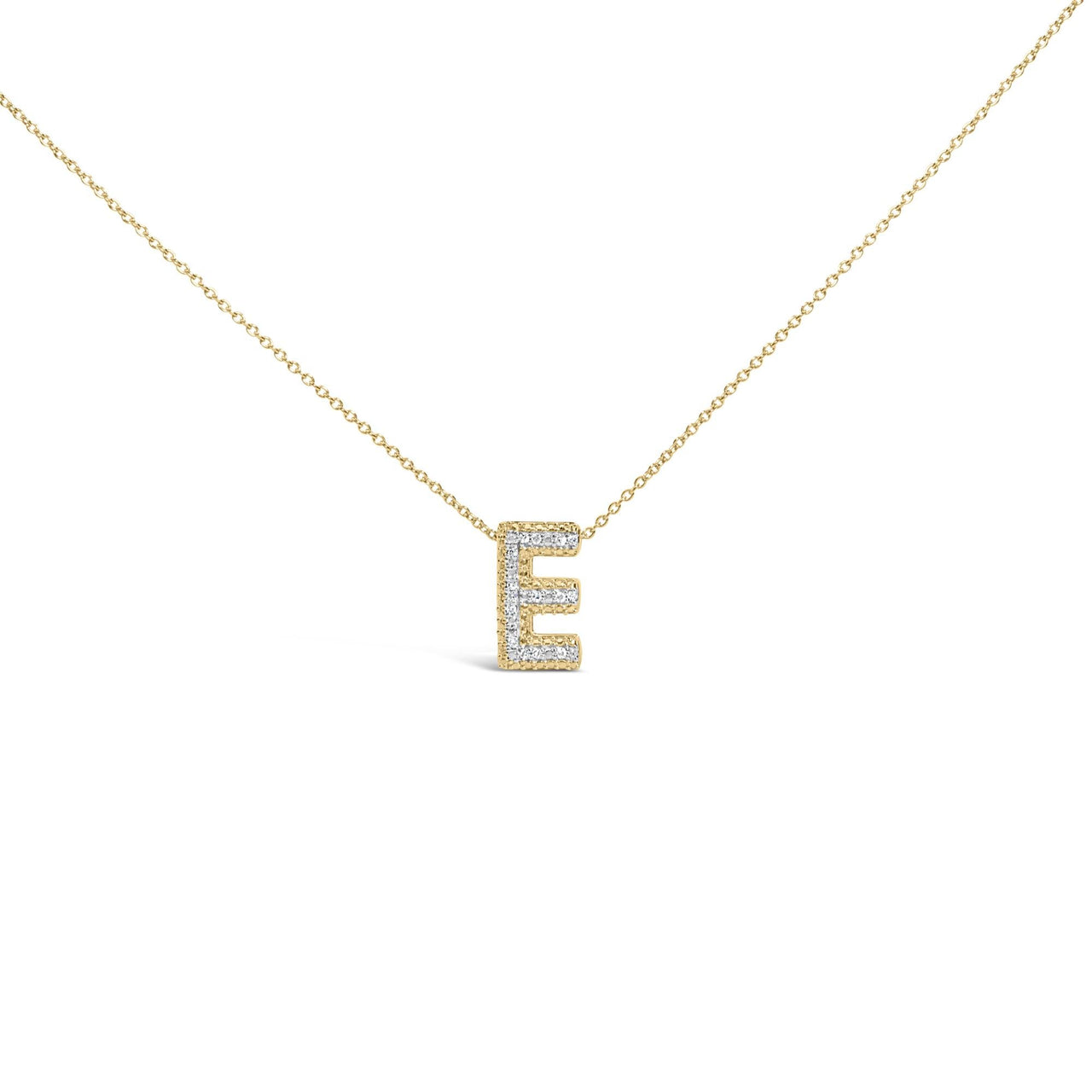 Yellow Gold Vermeil Diamond Accent "A-Z" Initial Bubble Pendant Necklace