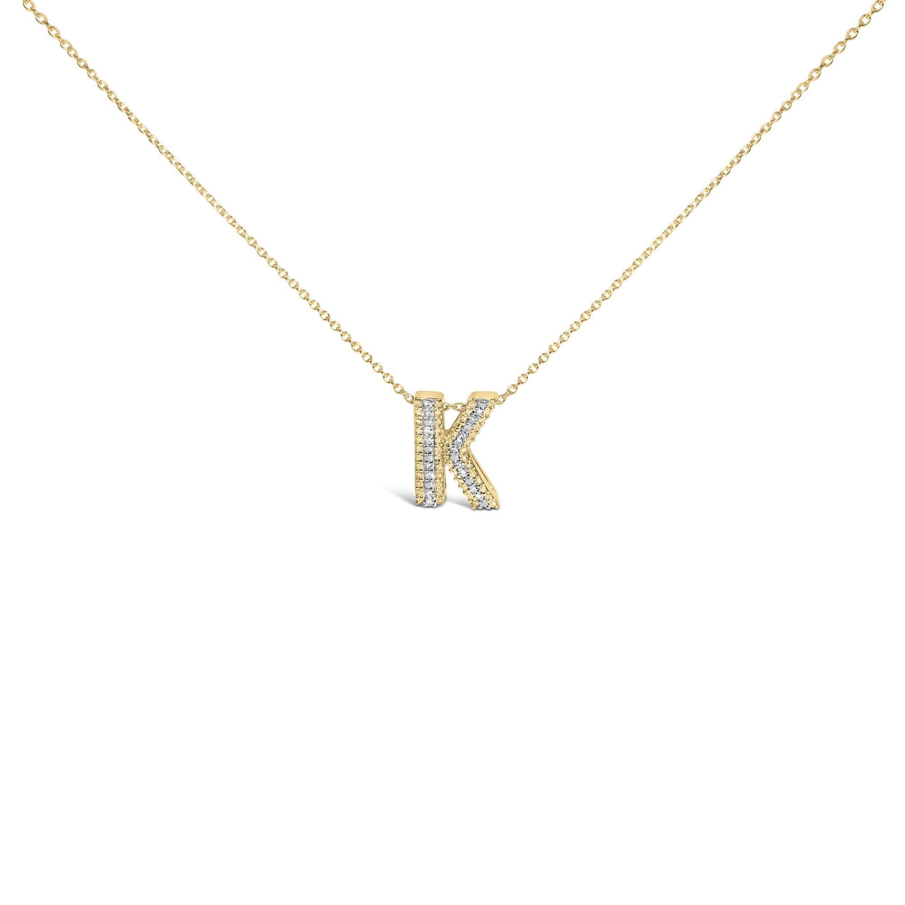 Yellow Gold Vermeil Diamond Accent "A-Z" Initial Bubble Pendant Necklace