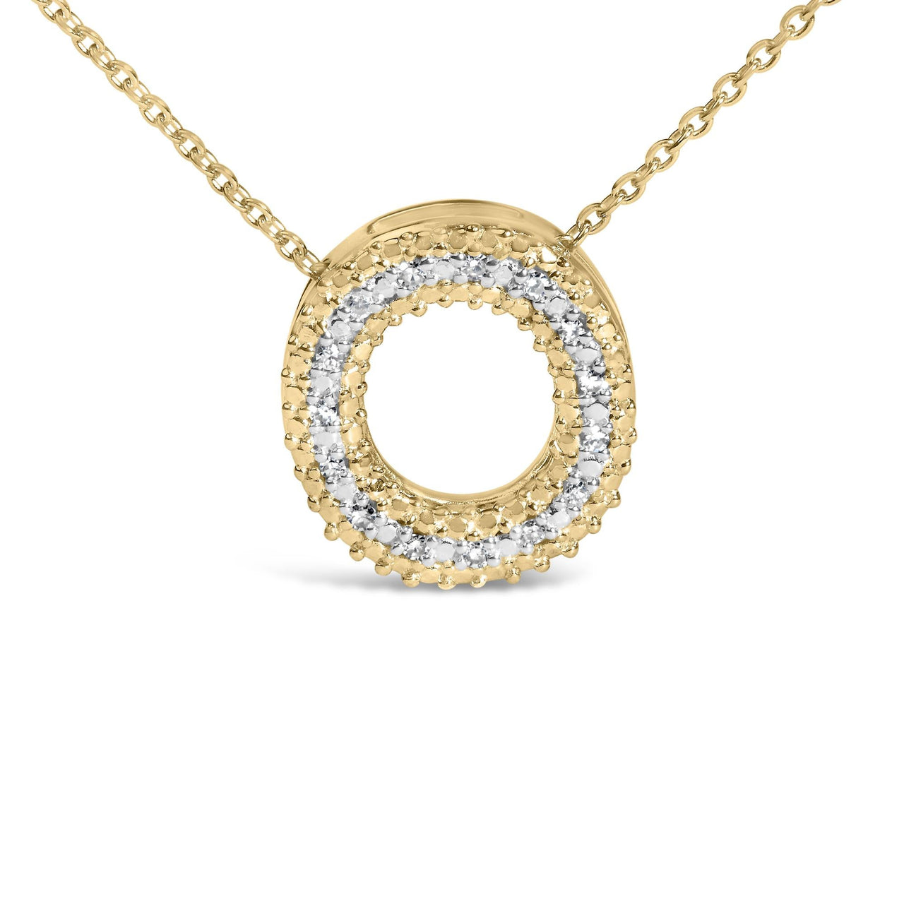 Yellow Gold Vermeil Diamond Accent "A-Z" Initial Bubble Pendant Necklace