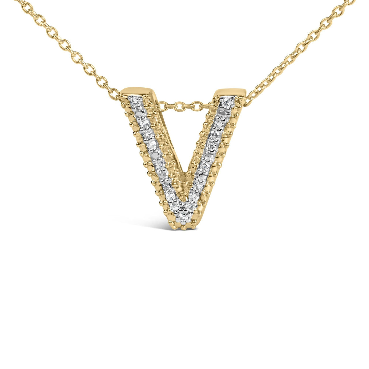 Yellow Gold Vermeil Diamond Accent "A-Z" Initial Bubble Pendant Necklace