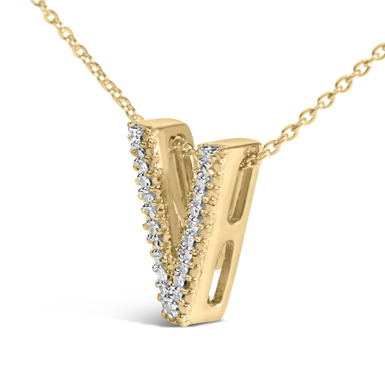 Yellow Gold Vermeil Diamond Accent "A-Z" Initial Bubble Pendant Necklace