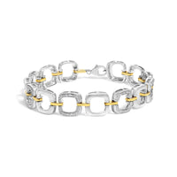 .925 Two-Tone Sterling Silver Diamond Accent Open Box Link Bracelet (I-J Color, I1-I2 Clarity) - 7