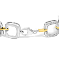 .925 Two-Tone Sterling Silver Diamond Accent Open Box Link Bracelet (I-J Color, I1-I2 Clarity) - 7