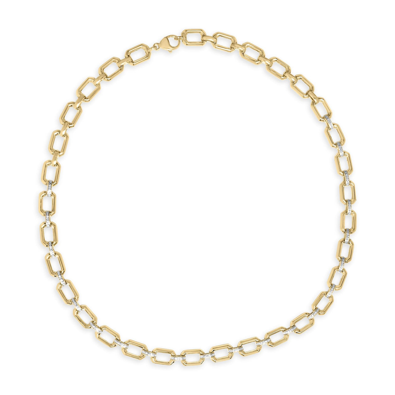 Gold Vermeil .925 Sterling Silver 1/4 Cttw Diamond Bold Octagonal Link Necklace