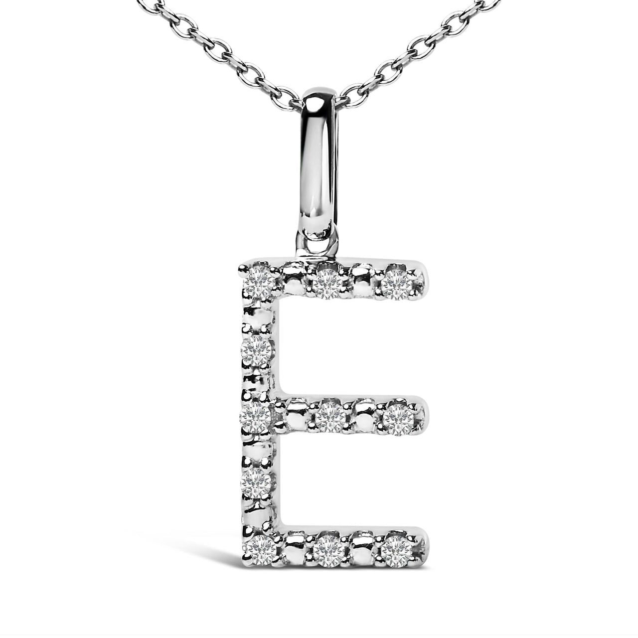Sterling Silver Diamond Accent "A-Z" Initial Pendant Necklace