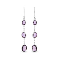 .925 Sterling Silver Checkerboard Cut Oval Purple Amethyst 2