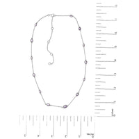 .925 Sterling Silver Checkerboard Cut Purple Amethyst Bezel Station Necklace - 22