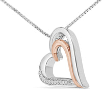 14K Rose Gold Plated Sterling Silver Diamond Accent Open Heart Pendant Necklace