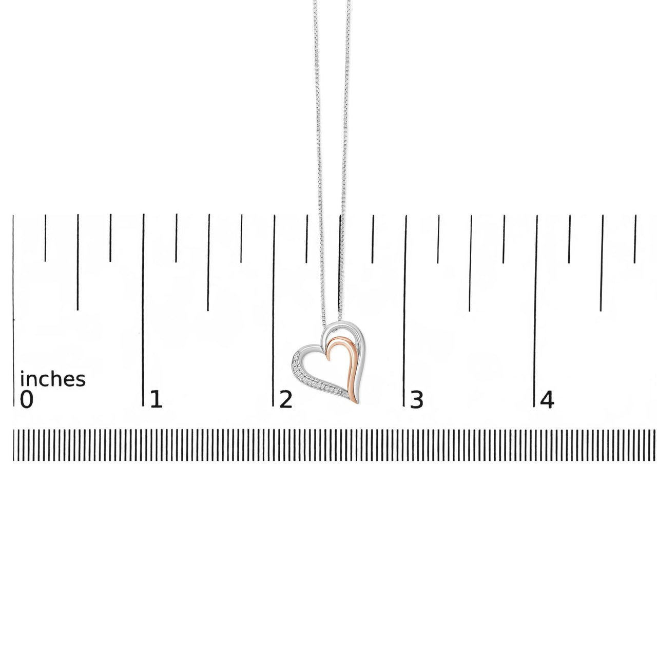 14K Rose Gold Plated Sterling Silver Diamond Accent Open Heart Pendant Necklace