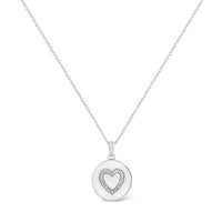 .925 Sterling Silver Prong-Set Diamond Accent Heart Emblemed 18