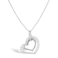 Sterling Silver Diamond Accent Matte Finish Heart Pendant Necklace