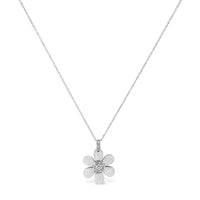 .925 Sterling Silver Pave-Set Diamond Accent Flower 18