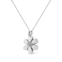 .925 Sterling Silver Pave-Set Diamond Accent Flower 18