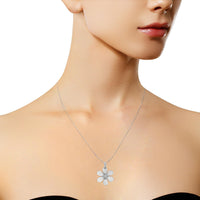 .925 Sterling Silver Pave-Set Diamond Accent Flower 18
