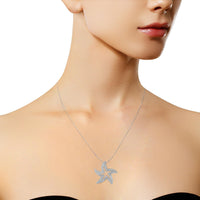 .925 Sterling Silver Prong-Set Diamond Accent Starfish 18