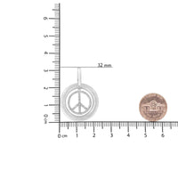 Matte Finish .925 Sterling Silver Diamond Accent Dancing Peace Sign 18