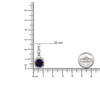 .925 Sterling Silver 6x6MM Cushion Shaped Natural Purple Amethyst and Diamond Accented Bale 18