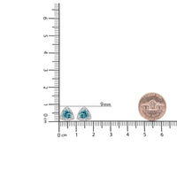 .925 Sterling Silver 6x6 mm Trillion Cut Blue Topaz Gemstone and Diamond Accent Stud Earring (I-J Color, I1-I2 Clarity)
