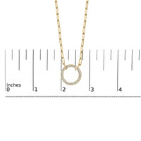 Gold Vermeil 1/10 Cttw Diamond Paperclip Chain Circle Pendant Necklace