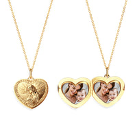 Personalized Photo Necklace Heart Embossed Cubic Locket Necklace Gift for Mom