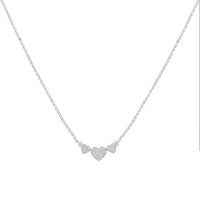 14K White Gold 1.0 Cttw Princess Cut Diamond Three Heart 18