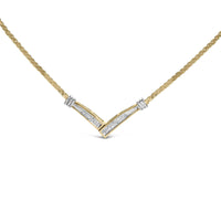10K Yellow and White Gold 1/2 Cttw Princess Cut Diamond Channel-Set “V” Shape 18
