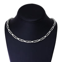 AGS Certified 14K White Gold 8 1/2 Cttw Diamond Alternating Bar and Floral Cluster Link 18