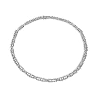 AGS Certified 14K White Gold 8 1/2 Cttw Diamond Alternating Bar and Floral Cluster Link 18