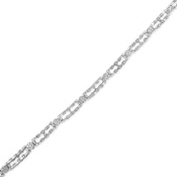AGS Certified 14K White Gold 8 1/2 Cttw Diamond Alternating Bar and Floral Cluster Link 18